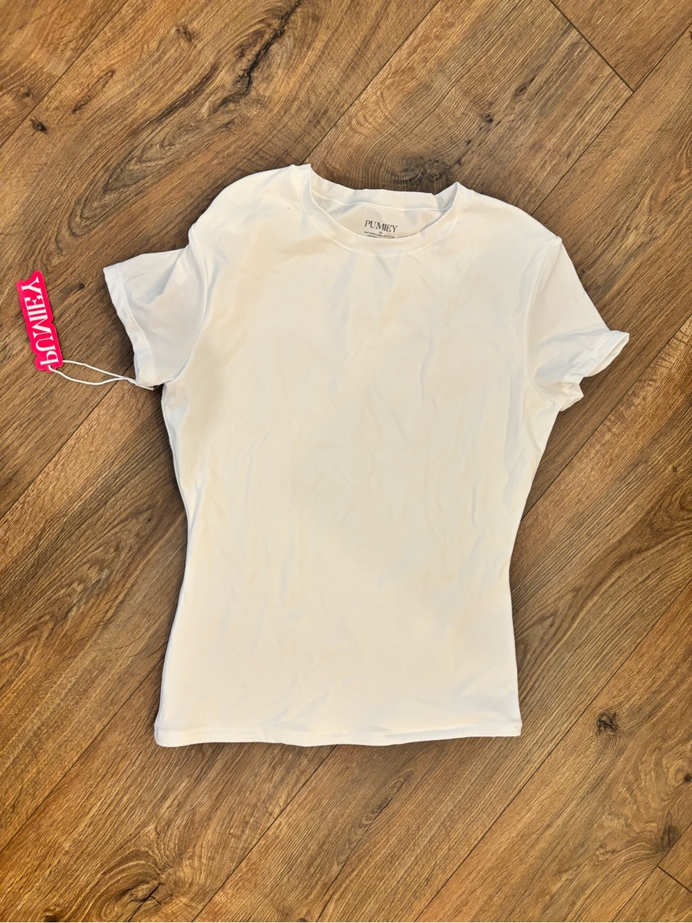 NWT Pumiey Women’s XS  Top White Shirt Crew Back